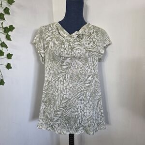 Christian Siriano Linen Print Blouse Top